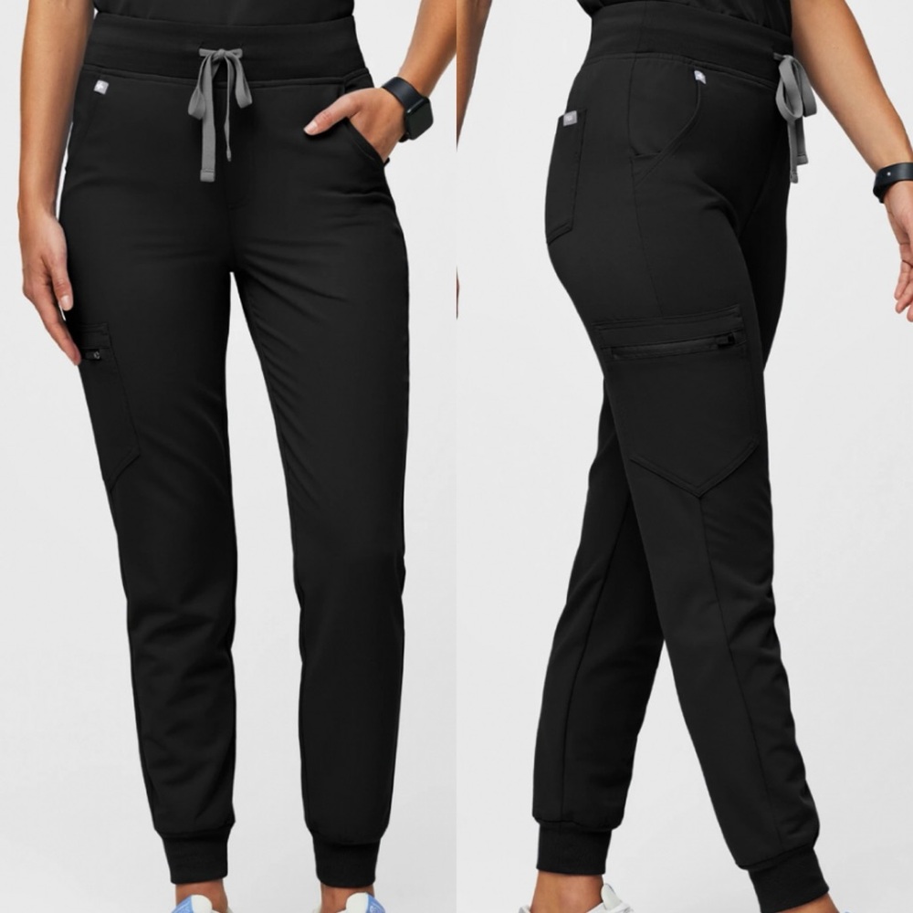 Figs Black Jogger Pants with Gray Accents